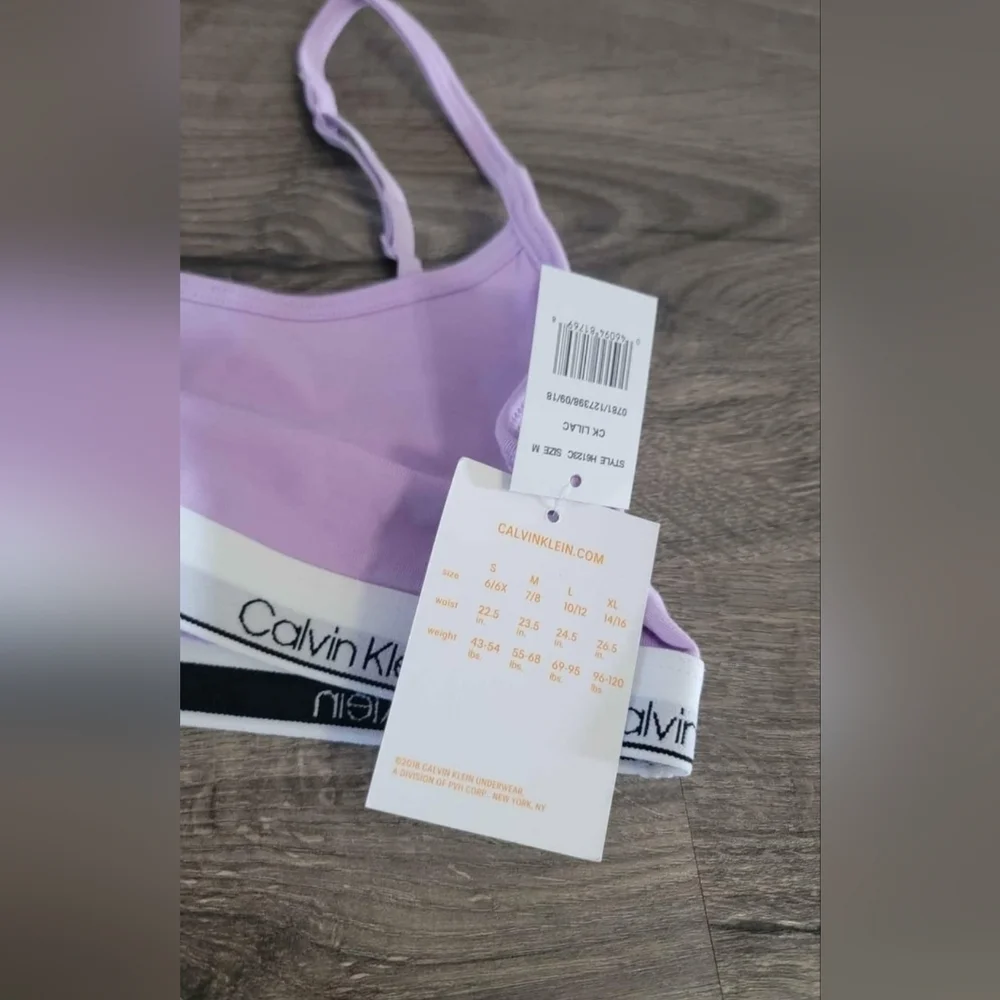 Calvin Klein Girls Lavender Bralette Size 7/8 NWT